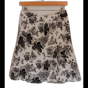 Ann Taylor LOFT Black & White Toile Floral Linen Blend Skirt Size 4P
